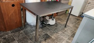Table with silver metal base and black top - RRP $149 - Ex-Display