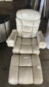 Leather Recliner w Matching Footrest - RRP $1999 - Ex-Display