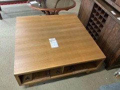 Square Tassy Oak, Coffee Table Ghost, 1200mm x 1200mm RRP $1499 - Ex Display