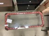 Italian Medusa Coffee Table, Walnut Timber/Glass Textile Trim Versace, Fabric Red RRP $999 - 2