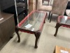 Italian Medusa Coffee Table, Walnut Timber/Glass Textile Trim Versace, Fabric Red RRP $999 - 3