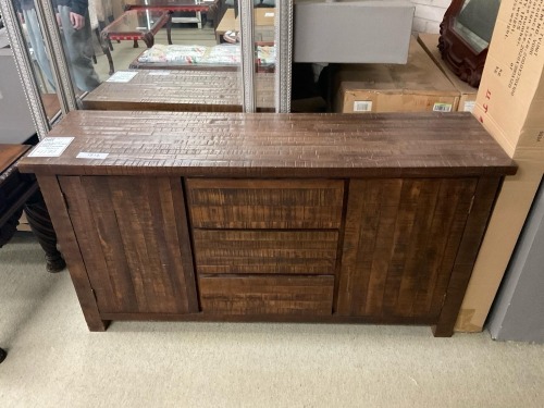 Cube Buffet, Distressed Timber Walnut, 2 Door and 3 Drawers 1600mm RRP $1199 - Ex Display