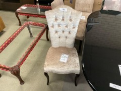 Jade Feature Chair Button Back, Oyster Velvet/Brown Timber Legs RRP $399 - Ex Display