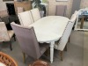 Hampton 7 Piece Dining Table - Timber Table and 6 Linen with Stud Chairs RRP $2999 - Ex Display - 3