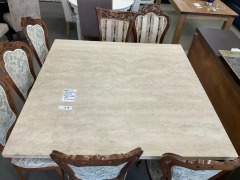 Italian Travertine Stone 1450 x 1450 Square Dining Table, Pedestal Base RRP $2499 - Ex Display