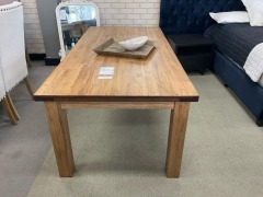 Hanson Solid Timber Dining Table 2100mm Medium Oak RRP $1599 - Ex Display
