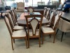 Sienna 11 Piece Italian Made Dining Suite 2000mm x 1000mm Off White Fabric/Brown Gloss Finish RRP $4999 - Ex Display - 3