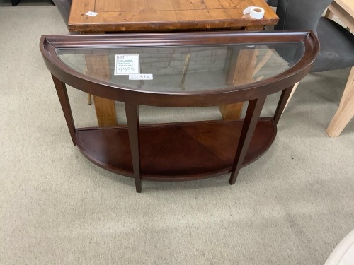 Casa Console Walnut Timber/Glass Insert 1320mm wide RRP $1999 - Ex Display
