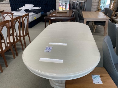 Fulgini Italian Single Extension Dining Table - Colour Ivory Gloss - 2000 x 1150mm Closed - 2500 x 1150mm Open RRP $1999