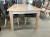 6ft Tassy Oak Dining Table Natural with 4 x Leather Chairs Quilted Charcoal Natural Timber RRP $2499 - Ex Display - 2