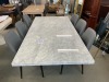 7 Piece Dining Suite - Italian Dining Table 2400mm x 1200mm - Grey Marble Dining Chairs, Grey PVC, Black Aluminium Legs RRP $5799 - Ex Display