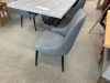 7 Piece Dining Suite - Italian Dining Table 2400mm x 1200mm - Grey Marble Dining Chairs, Grey PVC, Black Aluminium Legs RRP $5799 - Ex Display - 3
