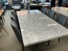 7 Piece Dining Suite - Italian Dining Table 2400mm x 1200mm - Grey Marble Dining Chairs, Grey PVC, Black Aluminium Legs RRP $5799 - Ex Display - 4