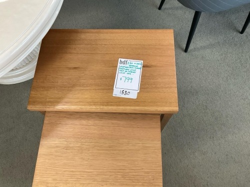 Bendigo Australian Made Tassy Oak 3 Piece Nest of Tables Light Oak RRP $799 - Ex Display