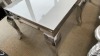 2 x Coffee Tables -White Tempered Glass Top w Chrome finish Legs 500mm x 500mm - Total RRP $1199 - Ex Display - 2