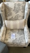 Victoria Wing Chair - Warwick Pattern - Ed Jacquard - Natural RRP $1799 - Ex Display