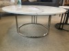 'Plymouth' 900mm Marble Top, Polished Chrome Base Coffee Table - RRP $799 - Ex Display - 2