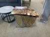 Ornate Nest of 4 Tables, Matt Gold Base/ Brown Tops - RRP $299 - Ex Display - 2