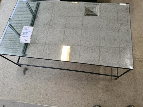 Tuscan Coffee Table, Black Base, Glass Top 1200mm x 670mm - RRP $699 - Ex Display