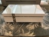 'Abey' 1200mm x 650mm Coffee Table - White Polyurethane, Chrome Trim - RRP $599 - Ex Display - 4