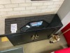 McCain Zara Tall Buffet, Glass Top - Black Satin Polyurethane Finish w Brass Handle 1200mm x 960mm - RRP $1399 - Ex Display - 2