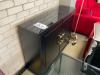 McCain Zara Tall Buffet, Glass Top - Black Satin Polyurethane Finish w Brass Handle 1200mm x 960mm - RRP $1399 - Ex Display - 3
