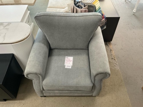 'Ashburn' Armchair - Grey Upholstery, Chocolate Legs - RRP $999 - Ex Display