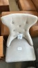 2 x Tammy Button Back Chair, Natural Linen Fabric, Dark Oak Legs, Stud Detail RRP $598 - Ex Display - 2