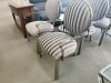 2 x 'Carol' Feature Chair w Arms, Polished Chrome, Grey Stripe Fabric - RRP $1198 - Ex Display - 2