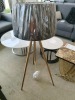 Silver Satin Floor Lamp and Shade, Brass finish Legs - RRP $349 - Ex Display - 2