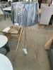 Silver Satin Floor Lamp and Shade, Brass finish Legs - RRP $349 - Ex Display - 3