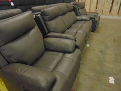 HAILEBURY Electric Reclining Leather 3 SEATER + 2 x Reclining Single Seater * BLACK - 2