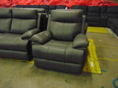 HAILEBURY Electric Reclining Leather 3 SEATER + 2 x Reclining Single Seater * BLACK - 3