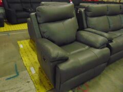 HAILEBURY Electric Reclining Leather 3 SEATER + 2 x Reclining Single Seater * BLACK - 4