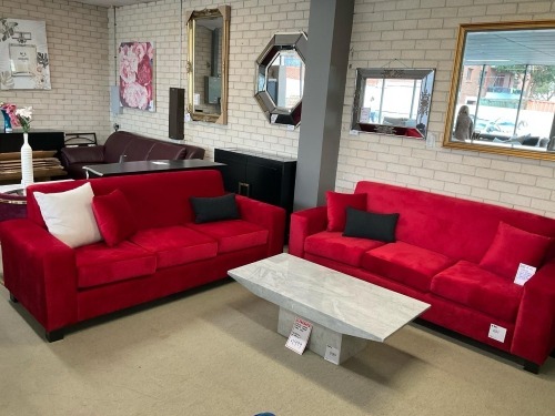 Forever 2x 3-seaters Fabric Lounge - RRP $3999 - Ex-Display