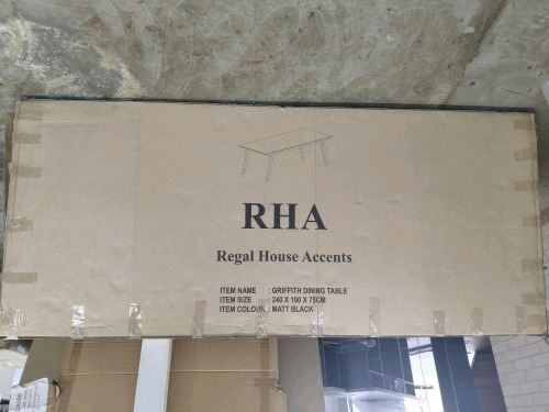 Regal House Griffith Dining Table, Matt Black, 2400mm x 1000mm RRP $1299