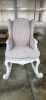 ORLANDO'FEATUREROCKING CHAIR,IVORY FRAME,LIGHT SAND SUEDE LOOK FABRIC - RRP $1499 - Ex-Display
