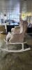 ORLANDO'FEATUREROCKING CHAIR,IVORY FRAME,LIGHT SAND SUEDE LOOK FABRIC - RRP $1499 - Ex-Display - 2