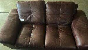 2 Seater Brown Leather - RRP $999 - Ex-Display