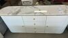 1025 BJA-W Buffet, 1800mm, 2 Door + 4 Drawer, Marble Top, White Fluting - RRP $1599 - Ex Display