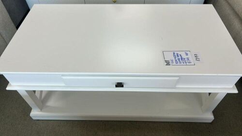 'Viva' 1200mm x 600mm Coffee Table w Drawer - White - RRP $799 - Ex Display