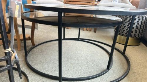 CNA 2 Piece Coffee Table Black/Mirror RRP $699 - Ex Display