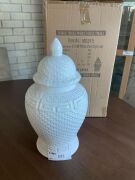 61 Cm white Zen Syle Jar - RRP 120 Ex Display