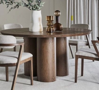McCain Athena Round Dining Table, Oak Stai, Timber Veneer RRP $1699