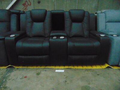 WHITEHAVEN Fabric 2 seater Lounge WITH INBUILT ELECTRIC RECLINER - JET