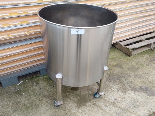 Heavy Duty Stainless Steel Conical Base Approx 200 Litres Mobile Liquid Storage Tank