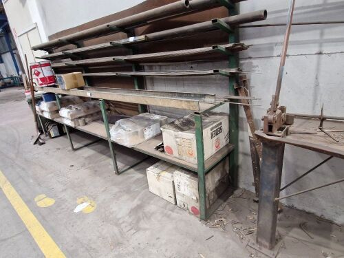 Heavy Duty Steel Framed Steel Storage Rack and Peddinghaus Manual Bench Top Cutting Shear