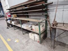 Heavy Duty Steel Framed Steel Storage Rack and Peddinghaus Manual Bench Top Cutting Shear