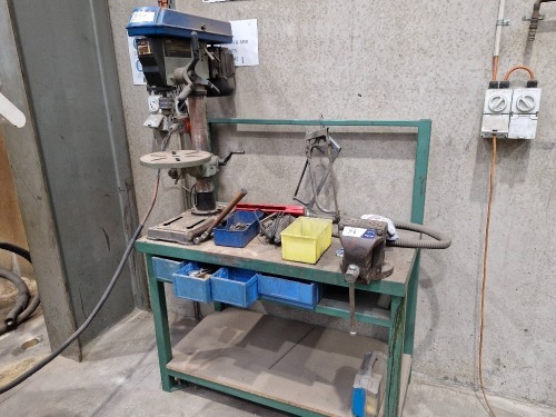Steel Bench with Hafco Metal Master Drill Press