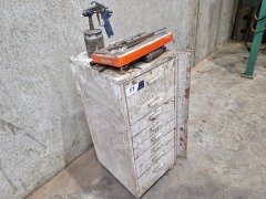 Steel Frame Multidrawer Storage Cabinet and Contents